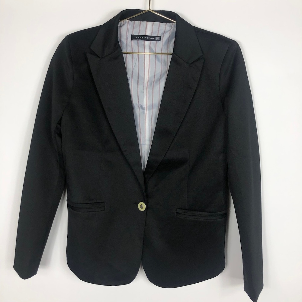 Zara Black Satin Blazer